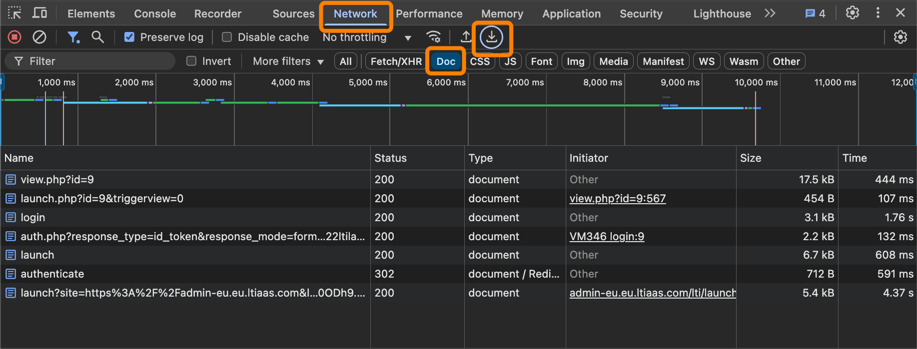 Developer Tools Network Tab In Google Chrome Web Browser